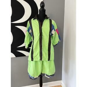Vintage 2 Piece Shorts Set Tropical Beach Surf Size Large Retro 80s 90s Loud